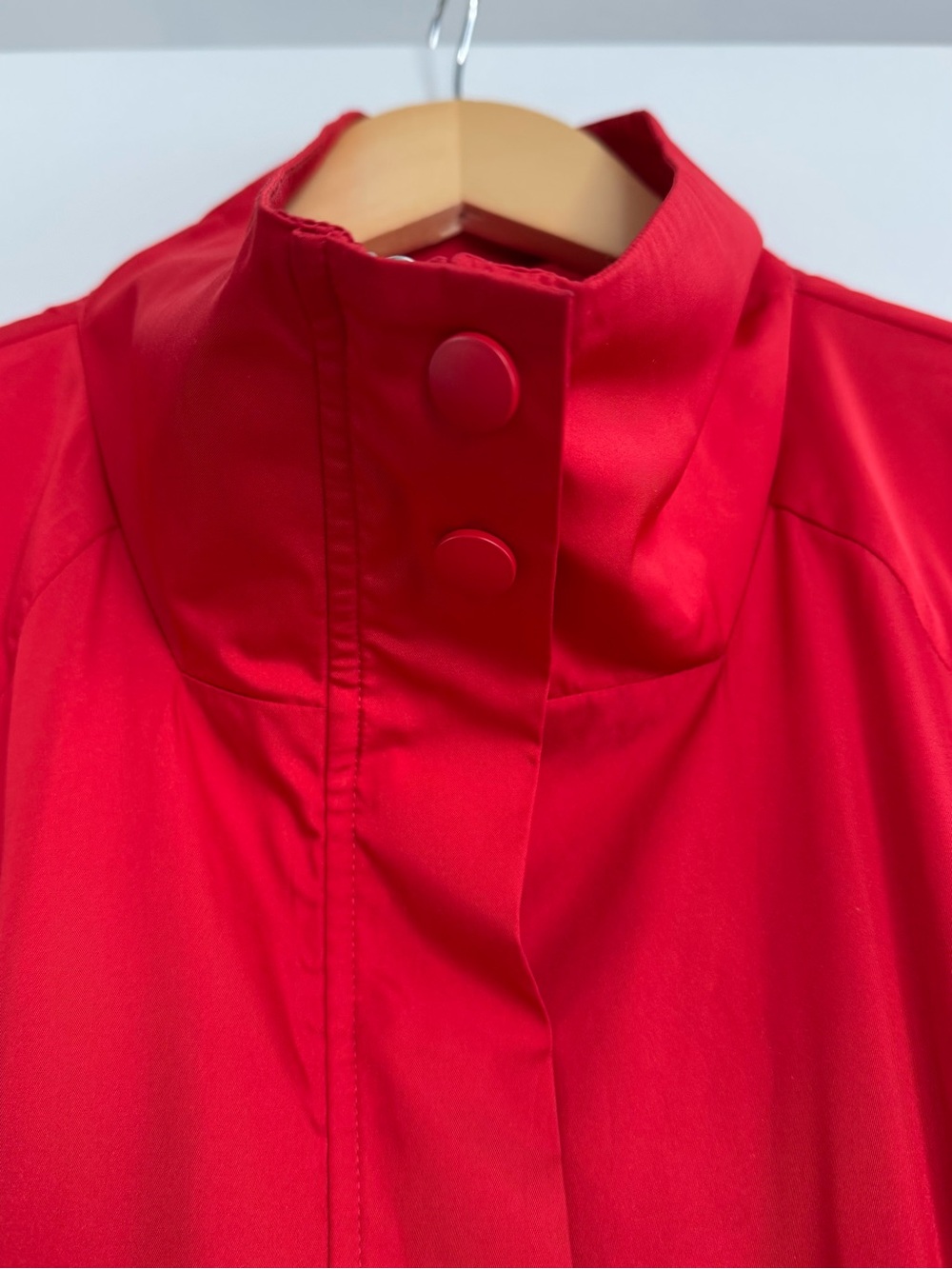 St. Agni Paper Red Taffeta Utility Parka Drawstring Waist Lightweight Zip Jacket - Picture 7 of 10
